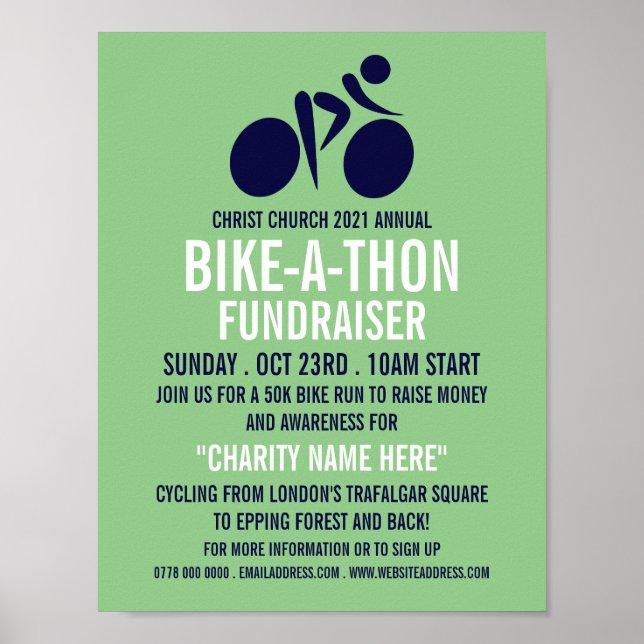 Póster Logo de Blue Cycling, evento Charity Bike-a-Thon (Frente)