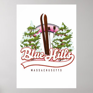 Póster Logo de Blue Hills Massachusetts Ski