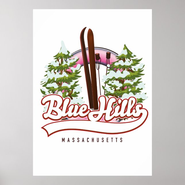 Póster Logo de Blue Hills Massachusetts Ski (Frente)