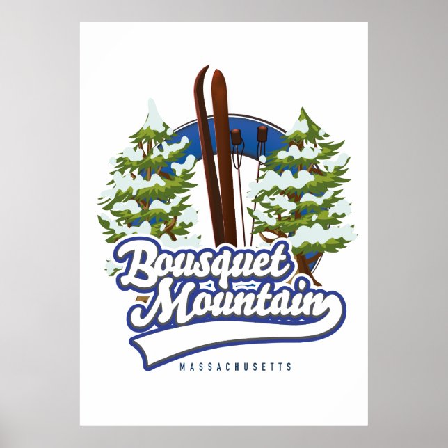 Póster Logo de Bousquet Mountain Massachusetts Ski (Frente)