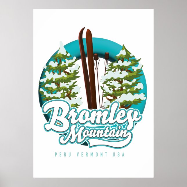 Póster Logo de Bromley Mountain Peru Vermont US Ski (Frente)