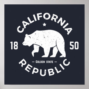 Póster Logo de California Estado de Oro