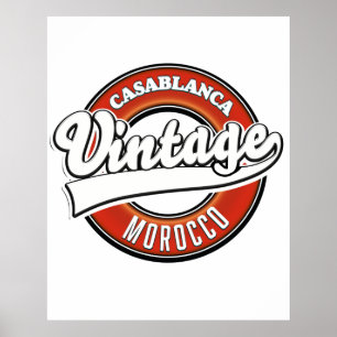 Póster Logo de Casablanca Marruecos Vintage