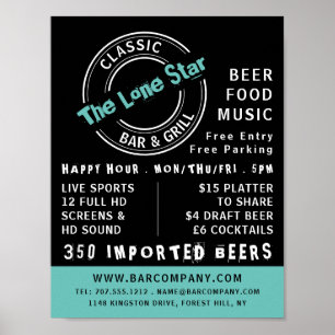 Póster Logo de Classic Bar & Grill, publicidad de pub/cer
