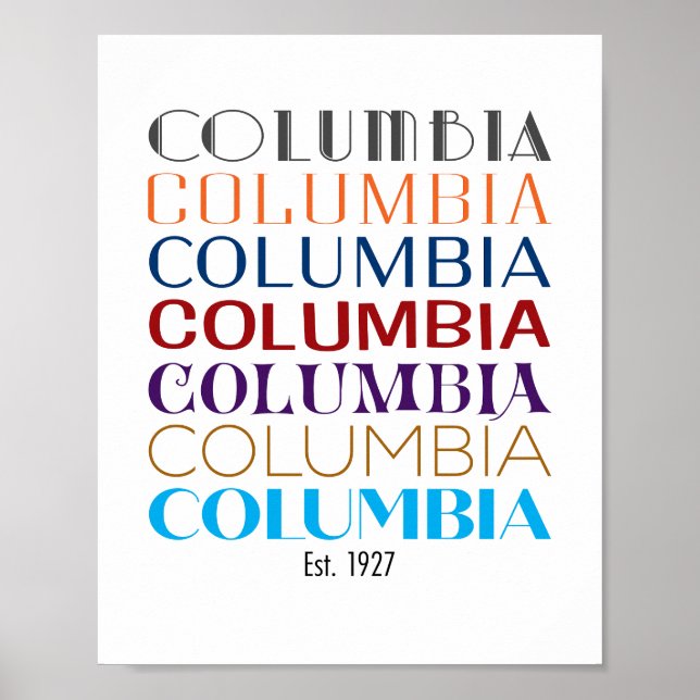 Póster Logo de Columbia, Décadas (Impresión mate) (Frente)