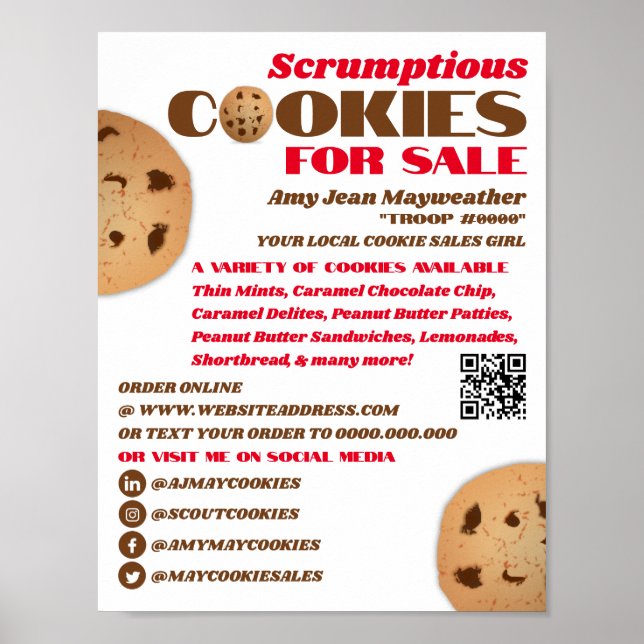 Póster Logo de Cookies, recaudación de fondos para ventas (Frente)