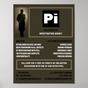 Póster Logo de detectives, investigador de detectives pri