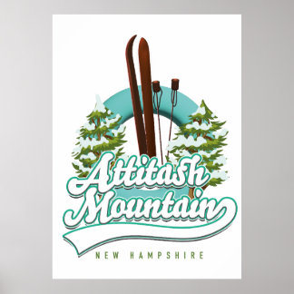 Póster Logo de esquí Attitash mountain new hampshire