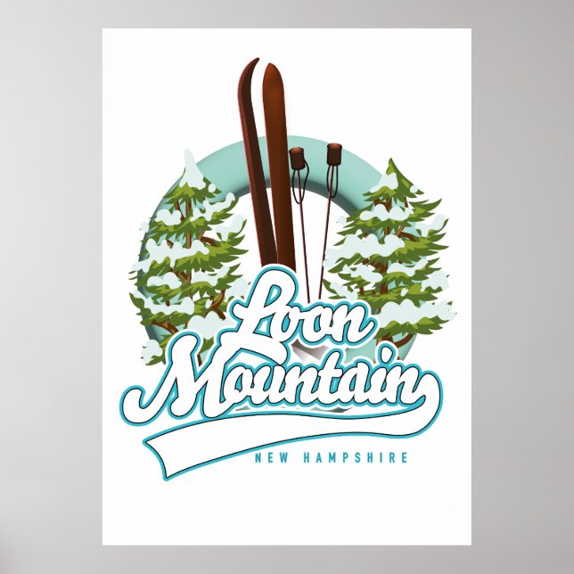 Póster Logo de esquí de Loon Mountain New Hampshire (Frente)