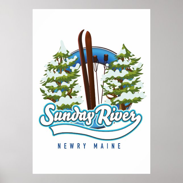 Póster Logo de esquí de Sunday River Newry Maine (Frente)
