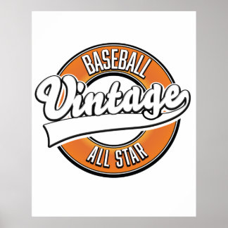 Póster Logo de estilo vintage de béisbol.