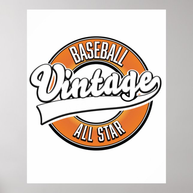 Póster Logo de estilo vintage de béisbol. (Frente)