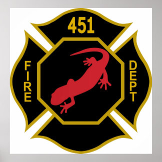 Póster Logo de Firemen Fahrenheit 451 Black Gold and Re