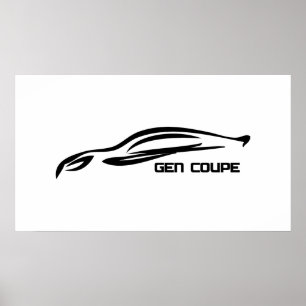 Póster Logo de Génesis Coupe Black Silhouette