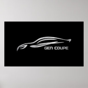 Póster Logo de Génesis Coupe Silver Silhouette