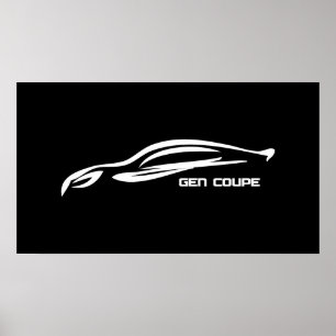 Póster Logo de Génesis Coupe White Silhouette