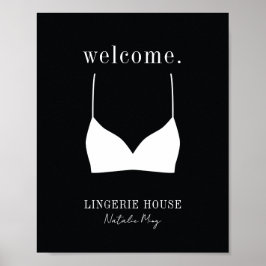 Póster Logo de la bienvenida de la Lingerie Blanca Negra
