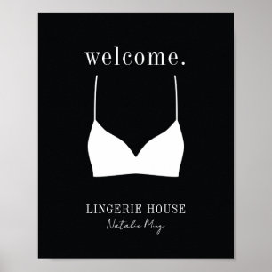 Póster Logo de la bienvenida de la Lingerie Blanca Negra