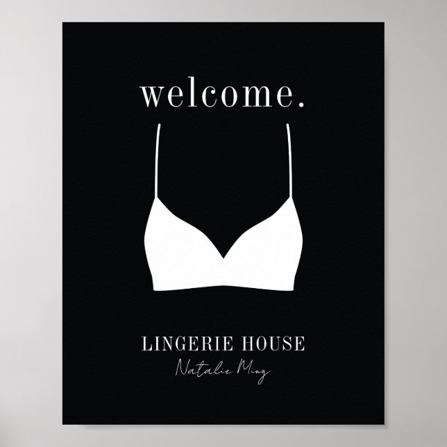 Póster Logo de la bienvenida de la Lingerie Blanca Negra (Frente)