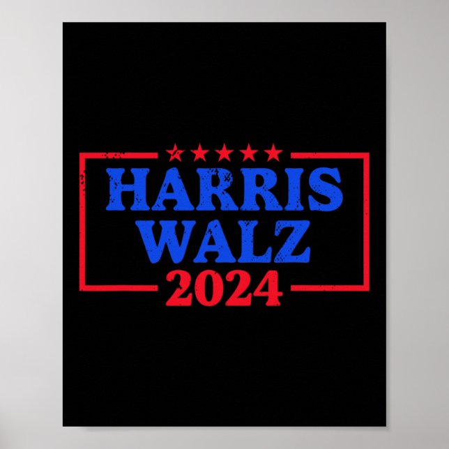 Póster Logo de la campaña Harris Walz 2024 Eslogan demócr (Frente)