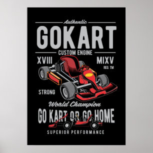 Póster Logo de la Carreras vintage Go-Kart