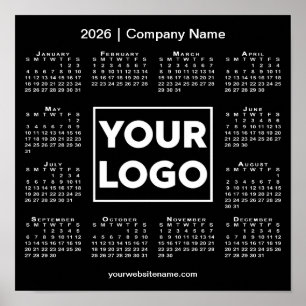 Póster Logo de la compañía Calendar 2026 y nombre negro