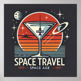 Póster Logo de la era espacial Martini Space Travel 1957
