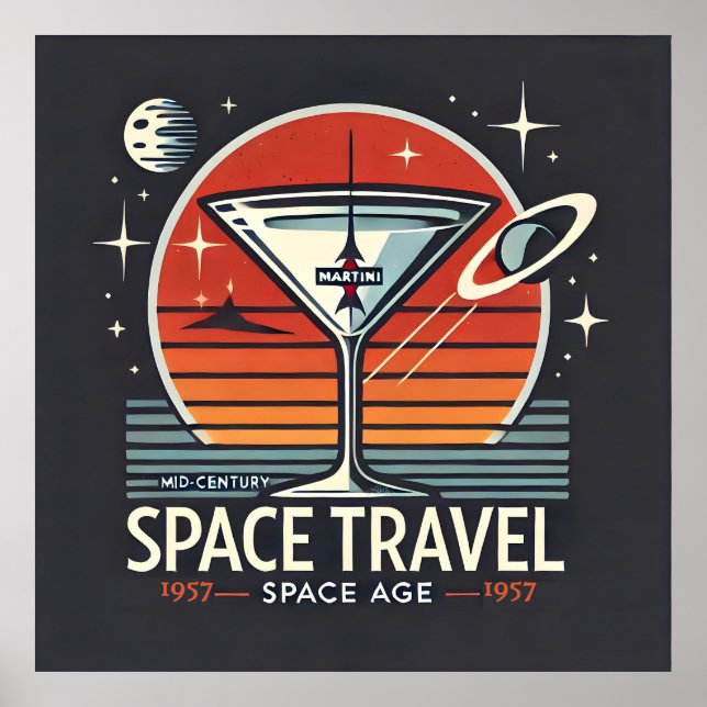 Póster Logo de la era espacial Martini Space Travel 1957 (Frente)