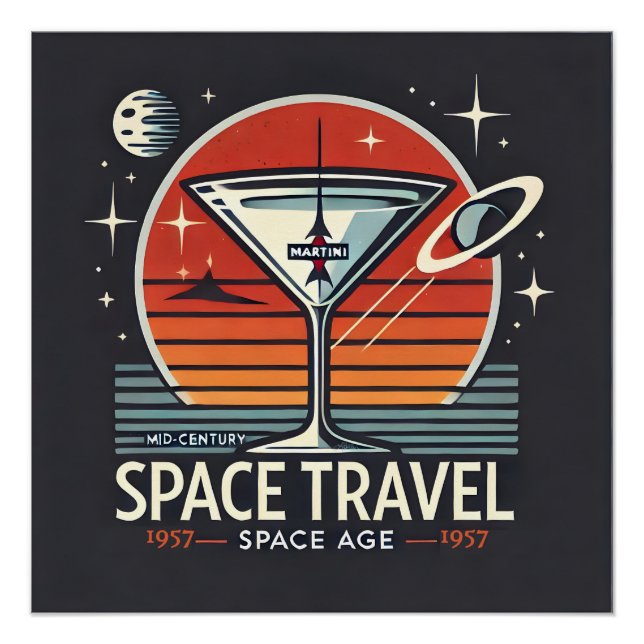 Póster Logo de la era espacial Martini Space Travel 1957 (Anverso)
