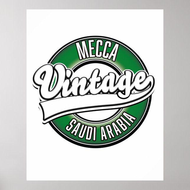 Póster Logo de la Meca saudita arabia vintage (Frente)