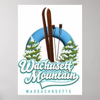 Póster Logo de la montaña Wachusett Mountain Massachusett