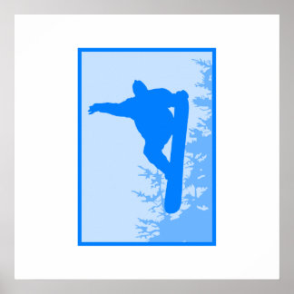 Póster Logo de la Snowboard Azul