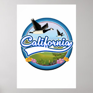 Póster Logo de las vacaciones en California en Geese