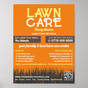 Póster Logo de Lawn Care, Servicios de atención al jardín