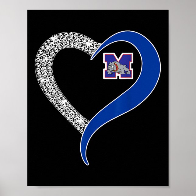 Póster Logo de Mason Bulldoges Diamond Heart Hs (Frente)