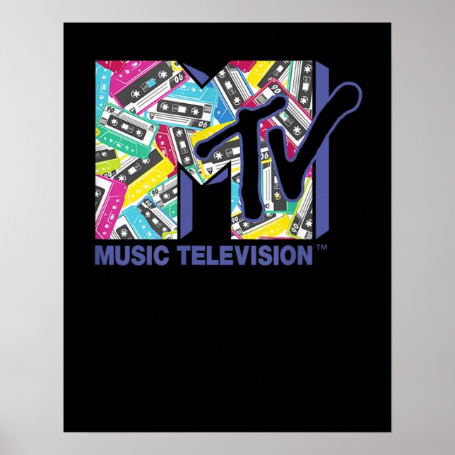 Póster Logo de MTV con cintas retro de los años 80 (Frente)