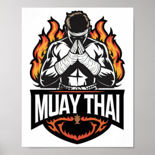 Póster Logo de Muay Thai - Luchador tailandés de boxeo