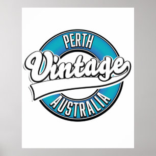 Póster Logo de Perth Australia vintage