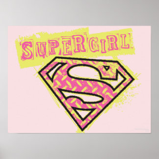 Póster Logo de Supergirl Grunge Rosa