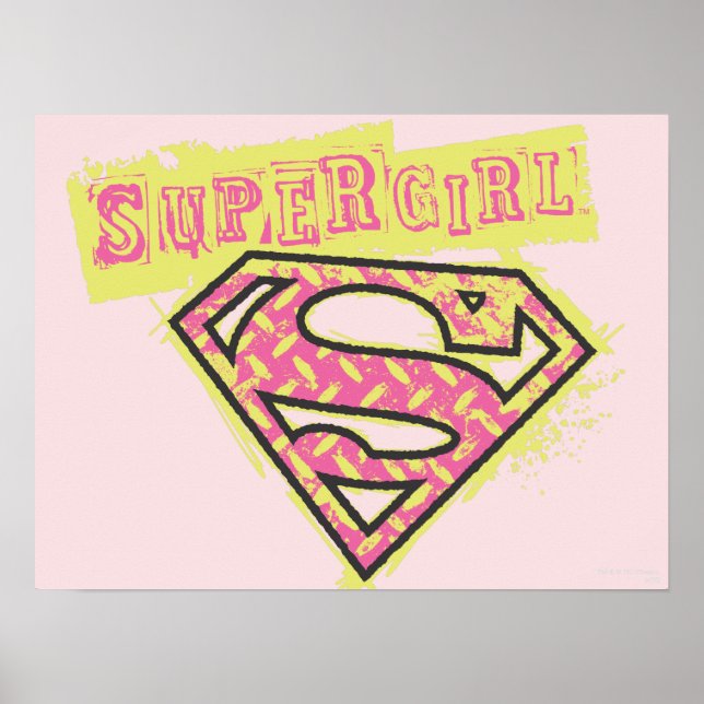 Póster Logo de Supergirl Grunge Rosa (Frente)