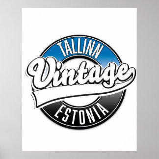 Póster Logo de Tallín Estonia vintage