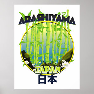 Póster Logo de viaje de Arashiyama Japón