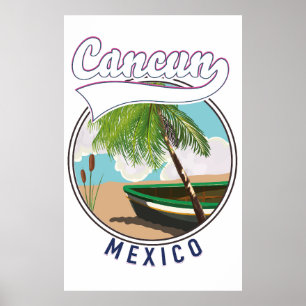 Póster Logo de viaje de Cancún México Beach