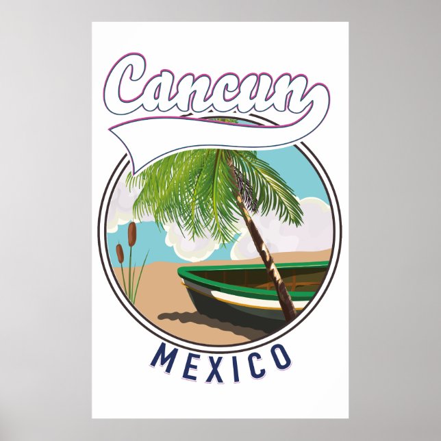 Póster Logo de viaje de Cancún México Beach (Frente)
