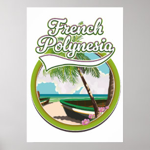 Póster Logo de viaje de la Polinesia Francesa.