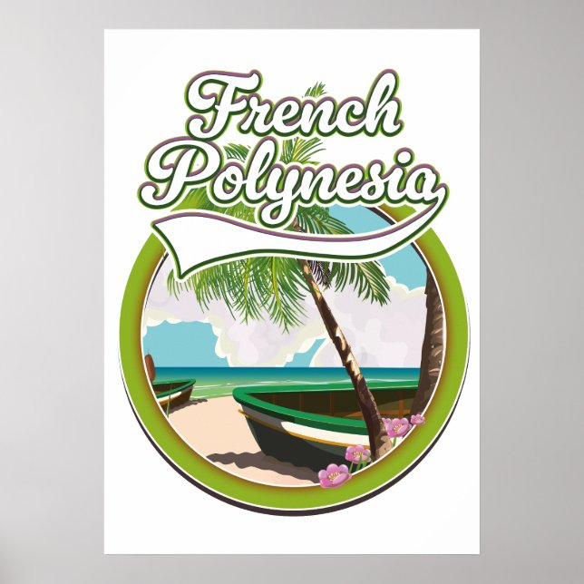 Póster Logo de viaje de la Polinesia Francesa. (Frente)