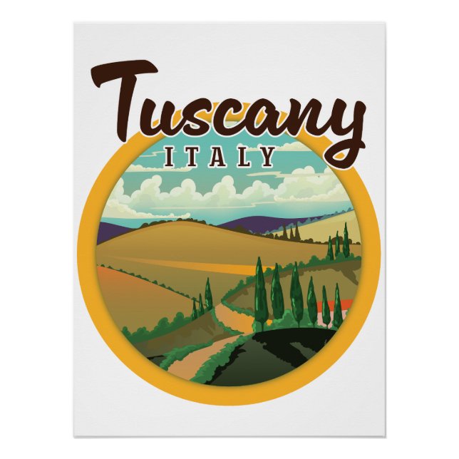 Póster Logo de viaje de la Toscana (Anverso)