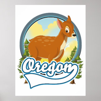 Póster Logo de viaje de Oregon Deer