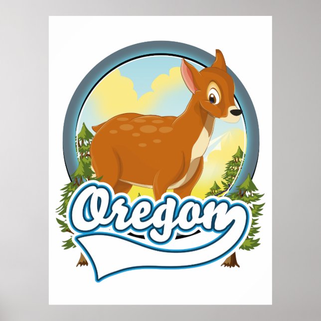 Póster Logo de viaje de Oregon Deer (Frente)