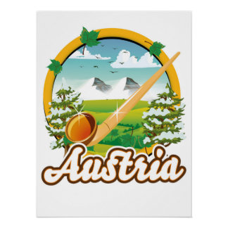 Póster Logo de viaje retro de Austria